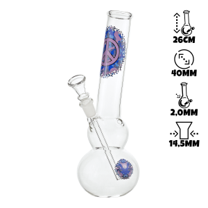 Skleněný bong Hippie Peace | 26 cm