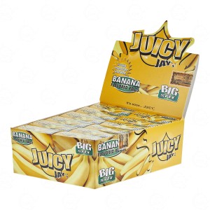 Juicy Jay's rolling papers on a roll of Banana ROLLS box 24