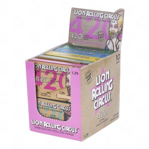 Unbleached rolling paper 1 1/4 420 Lion Rolling Box