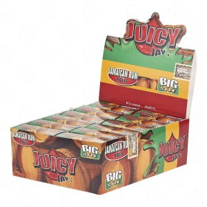 Juicy Jay's rolling paper on a roll of Jamaican ROLLS Box 24