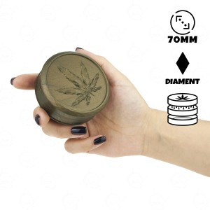 Acrylic Grinder Coin With Leaf 70mm 3-pt