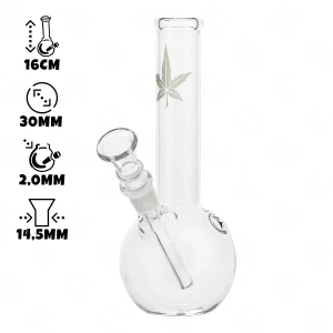 Glass bong Small White Leaf Bouncer 16 cm
