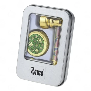 Set De Pipe Metal + Molino Ganja | Estuche de plata