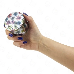 Silver Metal Grinder with Marijuana Design 63 mm 4-Piece
