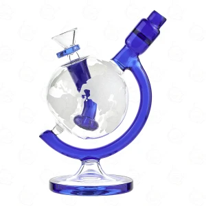 Bongo małe szklane Globus z filtracją niebies 18cm