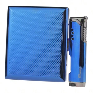 Lucca Gas Lighter Set with Cigarette Case
