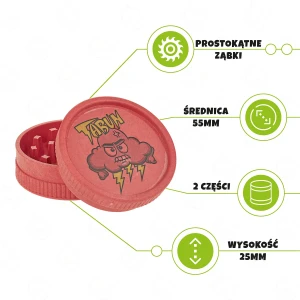 Grinder de cáñamo bio Tabún rojo | 2 Partes 55 mm