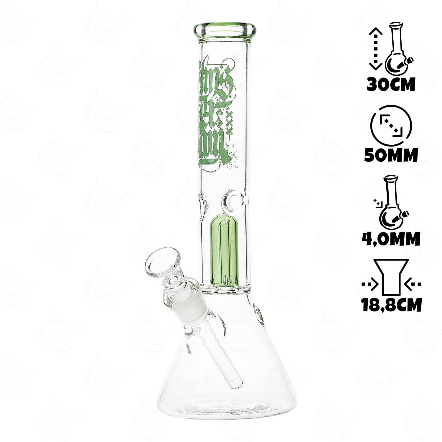 Ice bong Green Amsterdam XXX 30 cm, Bongs - jarajto.pl